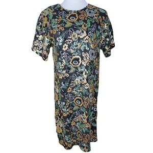 Baltic Born Squires Sequin Short Dress Black Green Multi Floral Mini M‎
